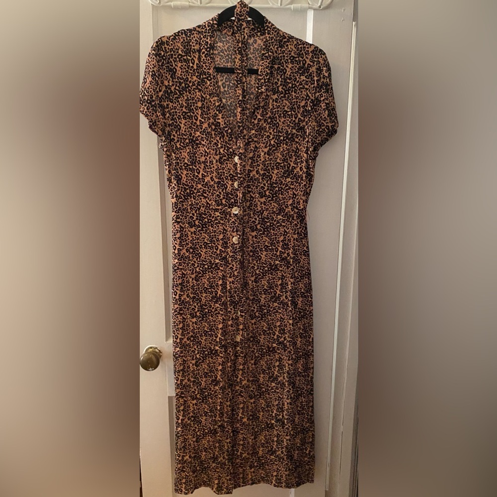 Wilfred Leopard Maxi Dress - Black and tan